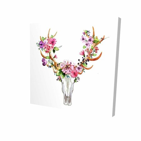 BEGIN HOME DECOR 16 x 16 in. Rustic Deer Skull with Flowers-Print on Canvas 2080-1616-AN100